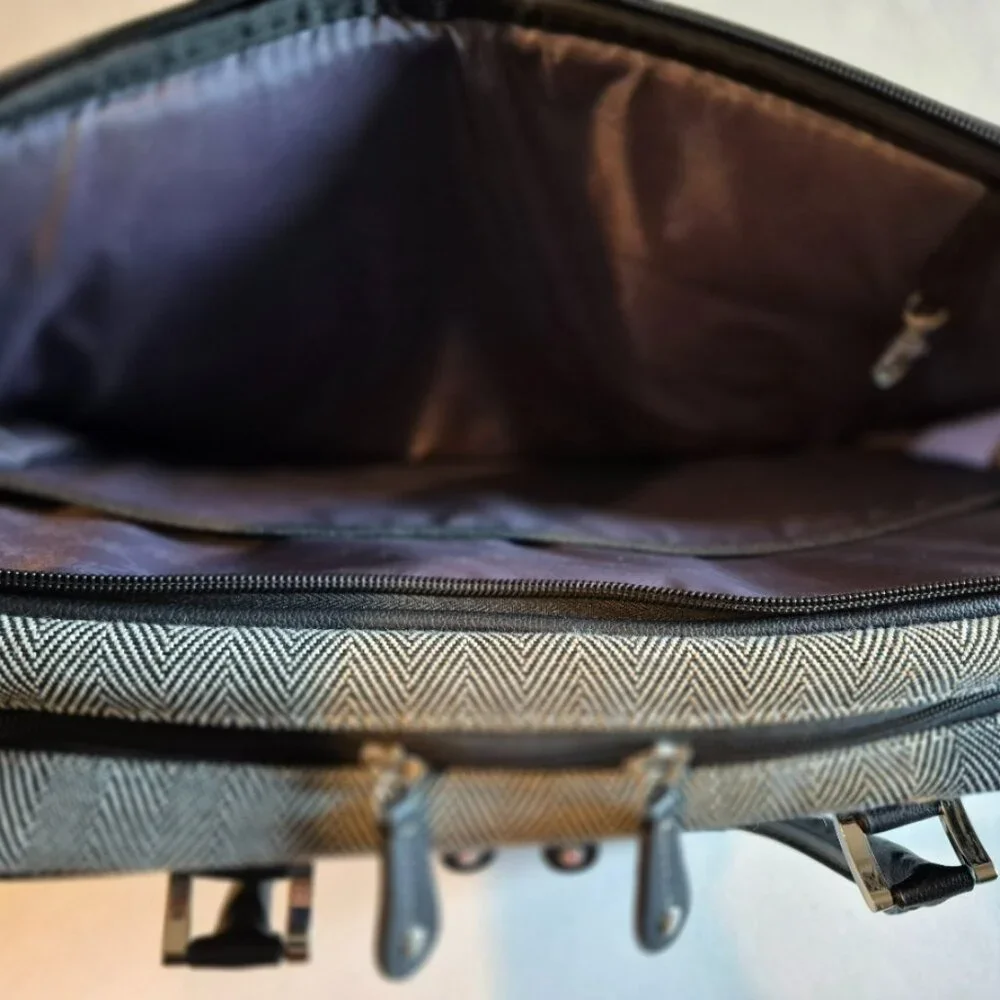 Mobile Edge Herringbone and Leather Laptop Bag with SO MANY POCKETS!